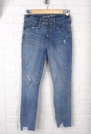 Universal Thread High Rise Skinny Crop Distressed Button Fly Jeans Size 0/25R