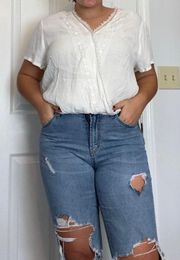 White Lacy Wrap Blouse