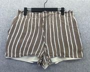 BCBG Women's Shorts Striped Brown Size Medium Lined Drawstring