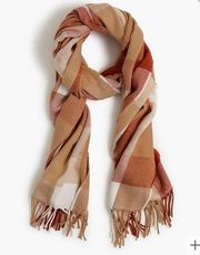 J. Crew Classic Plaid Fringe Scarf Ivory Tan New Style BV688