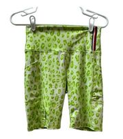 Tommy Hilfiger Sport Green Cheetah Print Workout Activewear Shorts Size S