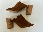 Huntington Fringe 90MM Mule Natural Suede in Festival Brown