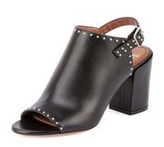 women’s studded black leather slingback mules booties IT 35.5 US 5.5