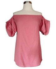 REFORMATION Mini Dress Framboise Off the Shoulder Pink Medium Elastic Neck NWT