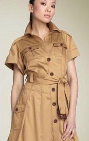 Diane Von Furstenberg Neiman Marcus Clio Shirt Dress Ochre/Caramel size 8