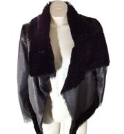 BCBGMAXAZRIA Faux Suede Faux Fur Woman's Open Front Coat size small