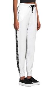 KARL LAGERFELD Elastic Drawstring Waist Pocketed Tapped Joggers Stretch Comfy S