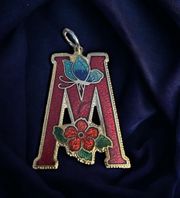 Vintage  Letter M Cloisonné Pendant