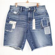 Driftwood Patched Up Bermuda Denim Shorts Size 29 NWT