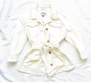 Ashley-Vintage Charm  Cream Button Denim Wrap Jacket