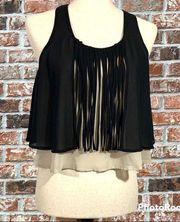 Ya Los Angeles cream crop top with black fringe / S / Excellent condition