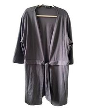 Seek No Further Plus Size 3X Gray Stretch Ponte Tie Front Cardigan