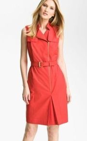 "CLASSIQUES ENTIER" RED LAVA COCKTAIL SIDE ZIPPER TRENCH DRESS SIZE:6 NWT $238