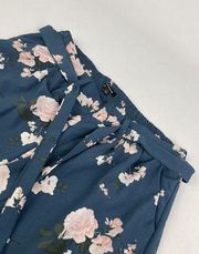 Torrid Pants Womens 1 Blue Pink Flowers Lightweight Chino Wide Leg Casual Ladies