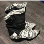 Wild Pair Black & Snakeskin Ankle Boots Size 5