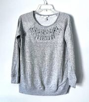 Motherhood Maternity Gray Rhinestone Embellished Sweatshirt Size Small