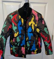 Kendall & Kylie Multi Colored Camouflage Jacket 