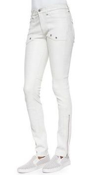 NEW Zadig & Voltaire Evrell Lamb Leather Zipper Ankle Cuff Skinny Biker Pants XS