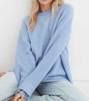 Aerie CozyUp Blue Mock Crewneck Oversized Knit Sweater