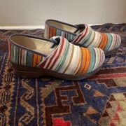 GUC Dansko Striped Closed Toe Neutral Clog Mule Slip On Slide On Shoes