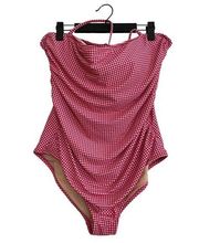 J. Crew One Piece Swimsuit Red Gingham Size XL Square Neck Removable Straps