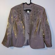 Purple Iridescent Beaded Embroidered Open Front Blazer size 14