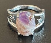 Purple amethyst S925 silver ring size 8