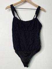 Medium Ruched Cami Bodysuit Black