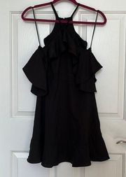 Small Black High Neck and Off the Shoulder Dress