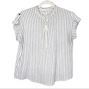 The Workshop Striped Short Sleeve Blouse Large