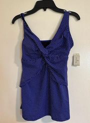 NWT Talbots Bathing Suit Blue and White Dotted Top Size 6