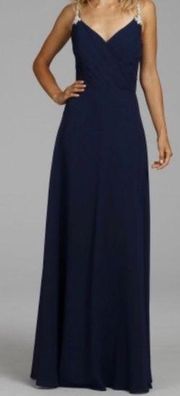 Hayley Paige Occasions Style 5759 Indigo Blue Bridesmaid Formal Dress