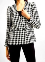 EXPRESS NWT  Houndstooth double breasted tweed blazer black and white sz Large