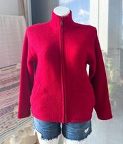 Patagonia Red 100% Wool Long Sleeve Zip Up Cardigan Sweater Women’s Size Small