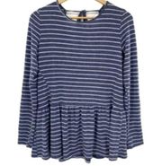 Modcloth Peplum Top Blue White Striped Knit