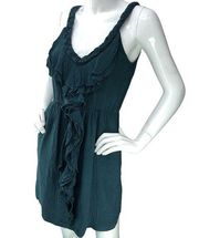 Rebecca Taylor Womens Size 2 Dress Silk Ruffle Front Cocktail Sleeveless POCKETS