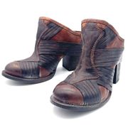 FREEBIRD by Steven Freebird Smith Mules Distressed Dark Brown Leather Heeled Clog Bootie Size 9