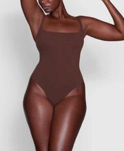 NWT Skims Fits Everybody Square Neck Bodysuit Cocoa Brown Size M