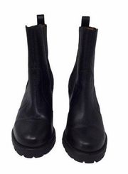 H&M black leather chunky heel ankle Boots