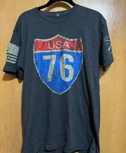 Grunt Style Highway 76 T-shirt Size M Gray USA Patriotic Military Short Sleeved