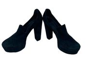 Diane von Furstenberg Felicity Black Suede Loafer Heels Size 7.5