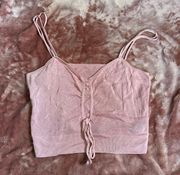 PINK TIE FRONT CROPPED TANK