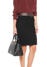 Kate Spade Ulisse Wool Crepe Black Straight Pencil Skirt Size 0