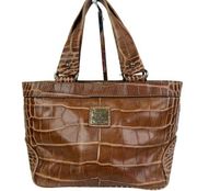 Vintage Dooney Bourke Brown Croc Embossed Leather Small Shoulder Bag