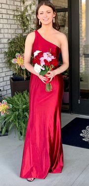 david’s bridal red silk prom dress