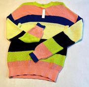 Abound‎ Long Sleeve Color block Stripe Knit Multicolor Cotton Sweater Xtra Small