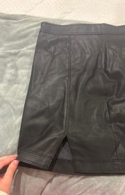 Black Starred Leather Skirt