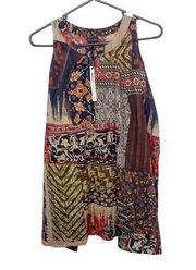 Coco + Carmen Womens Tunic Blouse Size S/M Multicolor Mixed Print BOHO j