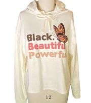 NWT Ladies "BLACK BEAUTIFUL POWERFUL" Butterfly Hoodie Sweatshirt ~ 2X