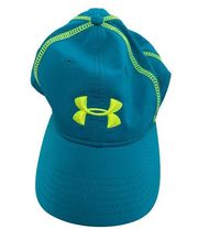 Under Armour Hat Womens One Size Blue Neon Green Cap Adjustable Athletic Poly